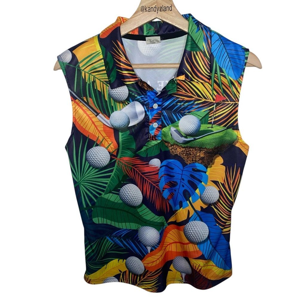 Women’s Tropical Sleeveless Golf Polo Tee - Picture 2 of 4